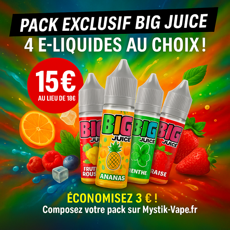 Pack Promo : 4 E-liquides Big Juice 50ml au Choix - 15€ !| Mystik-Vape