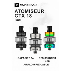 Clearomiseur GTX 18 Vaporesso – Vape MTL/DL savoureuse – Mystik-Vape